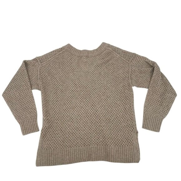 Aerie Oversized V-Neck Knit Sweater Size M Eyelet Beige NWT Beach Boho - Picture 2 of 11